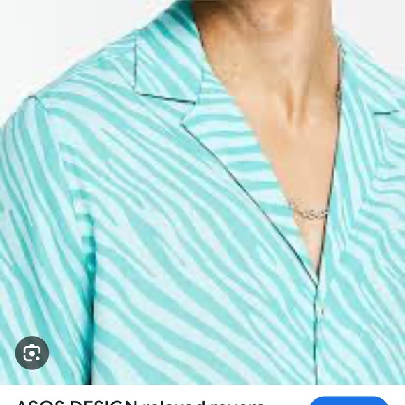 ASOS DESIGN relaxed revere shirt in blue zebra print - Picture 3 of 9